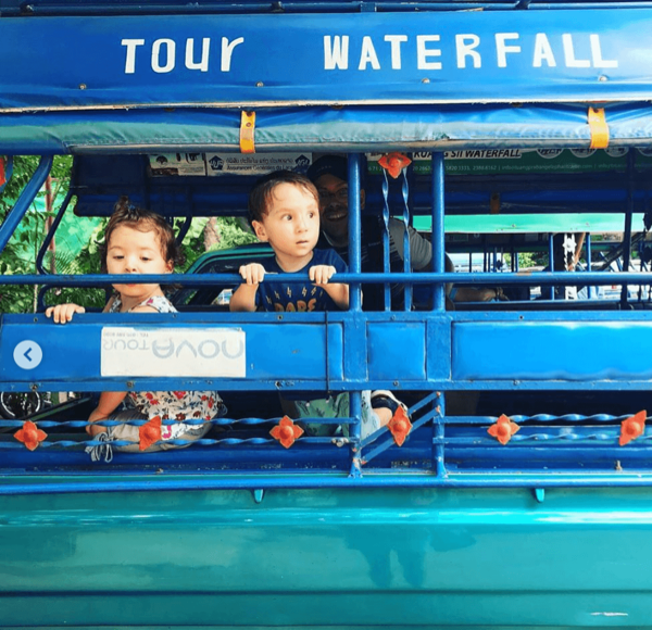 Maverick and Malena on a trip to Cambodia